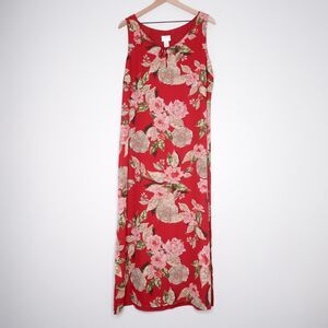 Emma James Liz Claiborne Reversible Maxi Dress‎ 14 Red Floral 90s Phoebe Spring